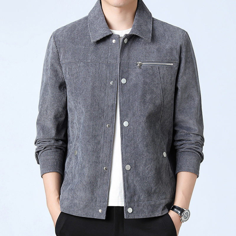 Herren Cord‑Overshirt aus Breitcord mit Druckknopf‑Front und Zipper‑Brusttasche Drune
