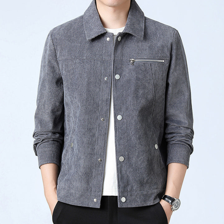 Herren Cord‑Overshirt aus Breitcord mit Druckknopf‑Front und Zipper‑Brusttasche Drune
