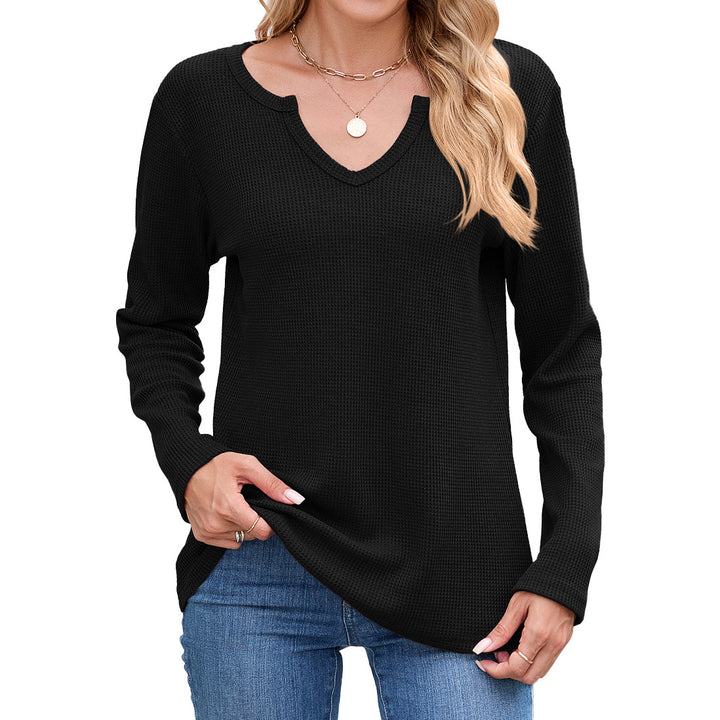 Damen Waffelstruktur Langarmshirt Drune