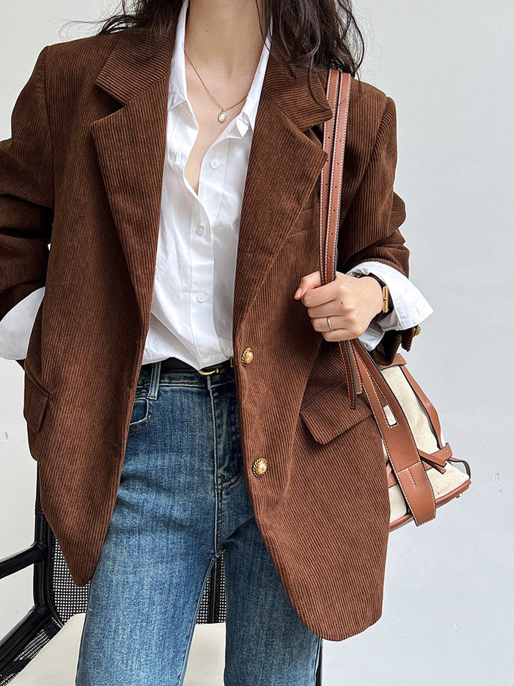 Drune | Lockere Metallschnalle Cordjacke
