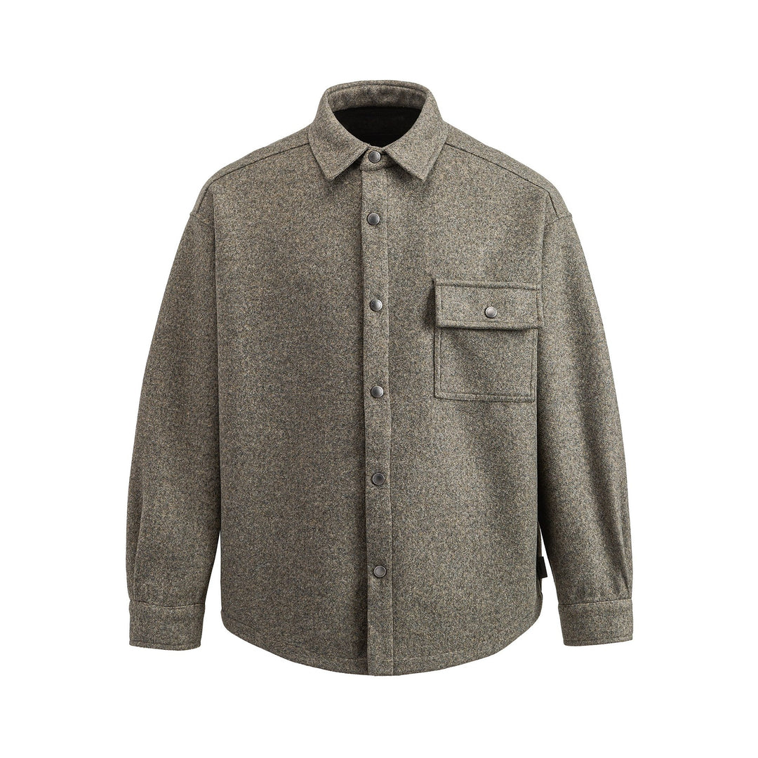 Herren Wollmix Overshirt im Hemdjackenstil mit Druckknopffront und Pattentasche Drune