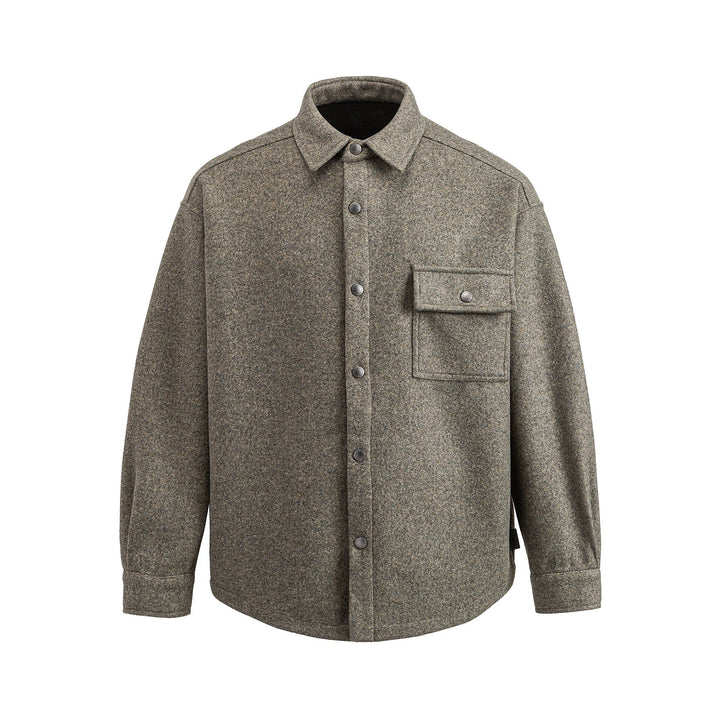 Herren Wollmix Overshirt im Hemdjackenstil mit Druckknopffront und Pattentasche Drune
