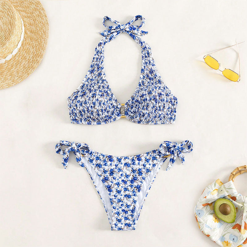 Damen Bikini-Set mit verstellbaren Trägern und floralem Muster Drune
