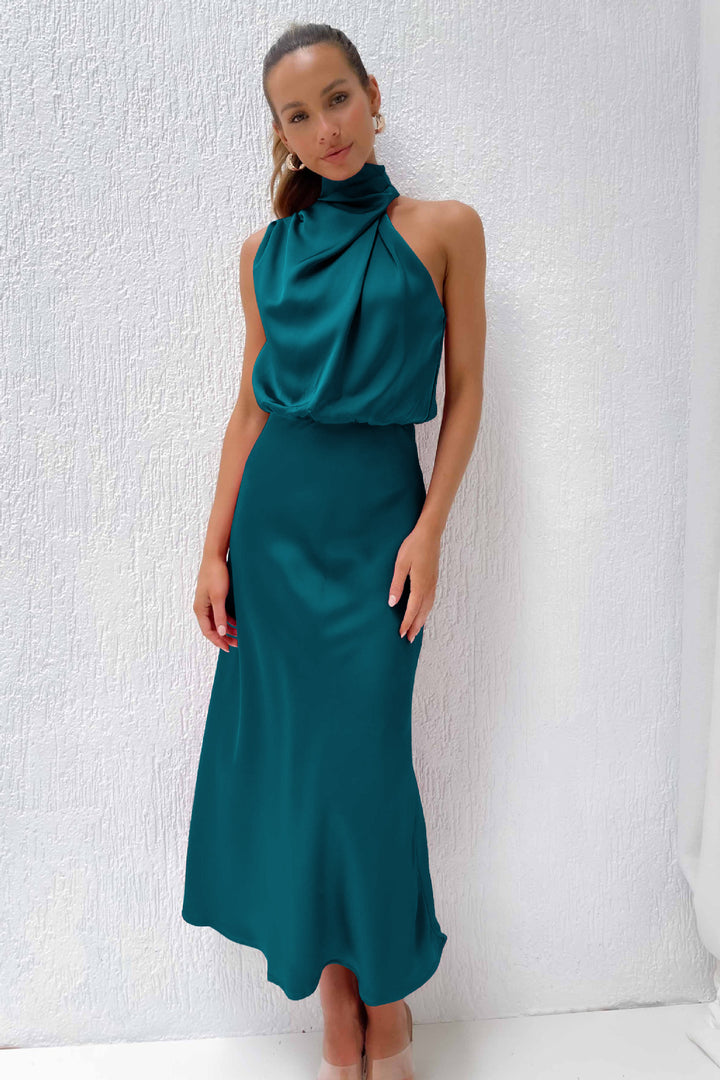 Damen Maxikleid mit Wickeloberteil Drune