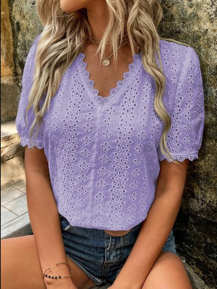 Damen Bluse mit Lochstickerei Drune