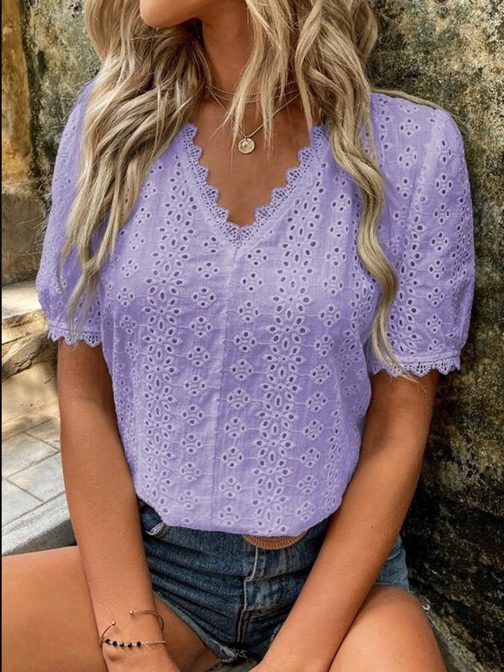 Damen Bluse mit Lochstickerei Drune