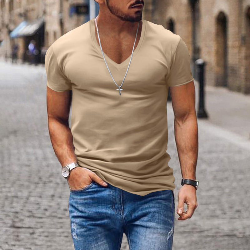 Herren lässiges V-Ausschnitt T-Shirt Drune