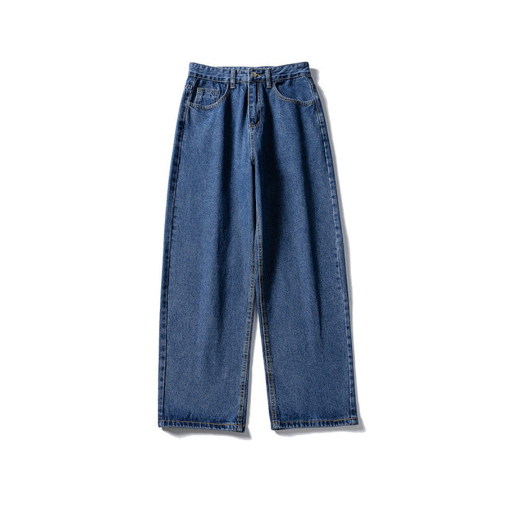 Damen Weitgeschnittene High-Waist Denim-Jeans mit geradem Bein Drune