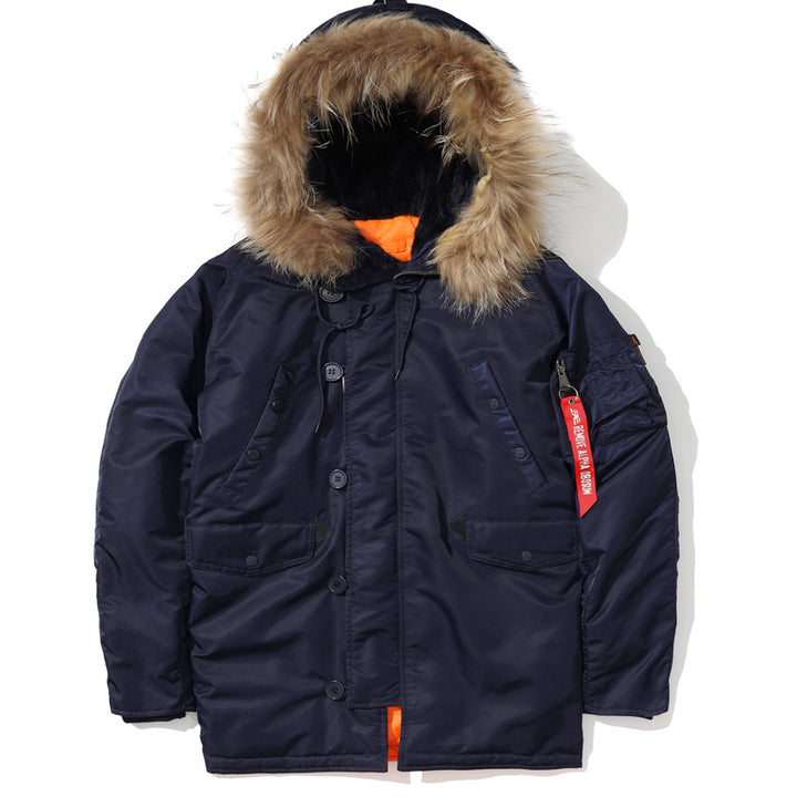 Herren Expedition-Parka mit abnehmbarer Kunstfellkapuze, thermischer Wattierung und Ärmel-Organizer Drune