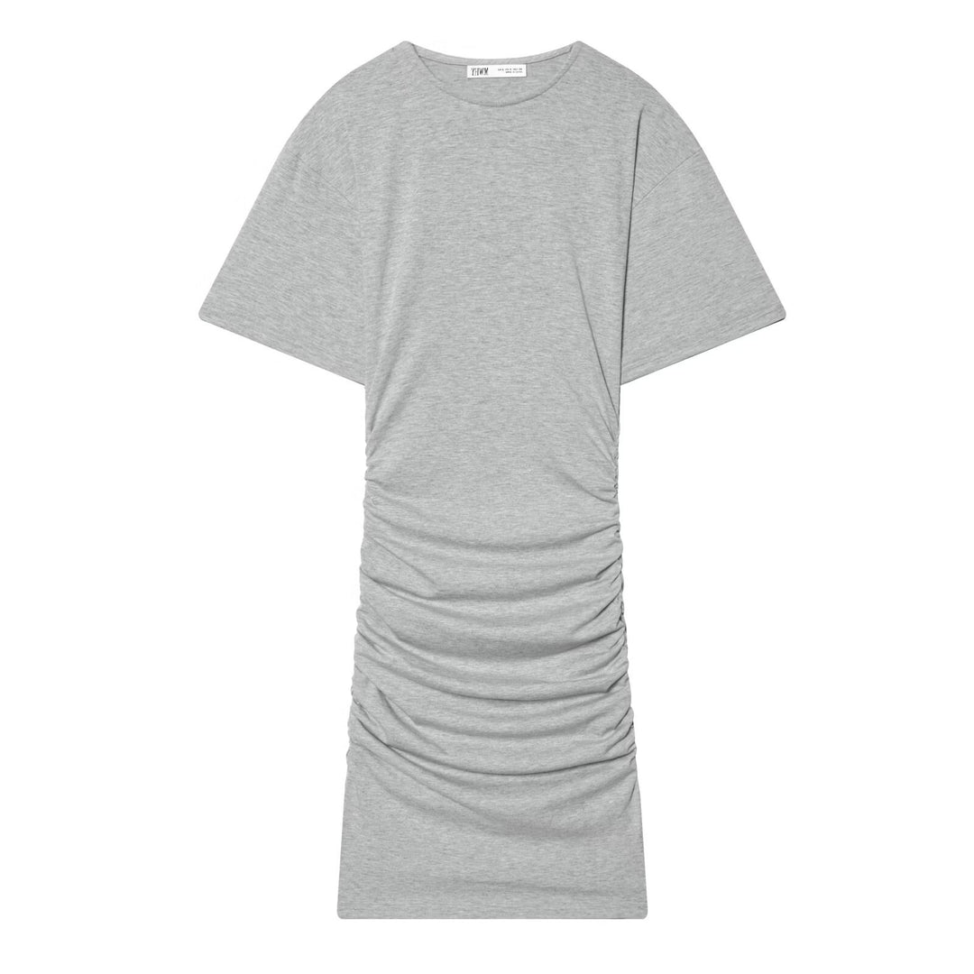 Damen Midikleid mit eleganter Raffung und weitem Kurzarm Drune
