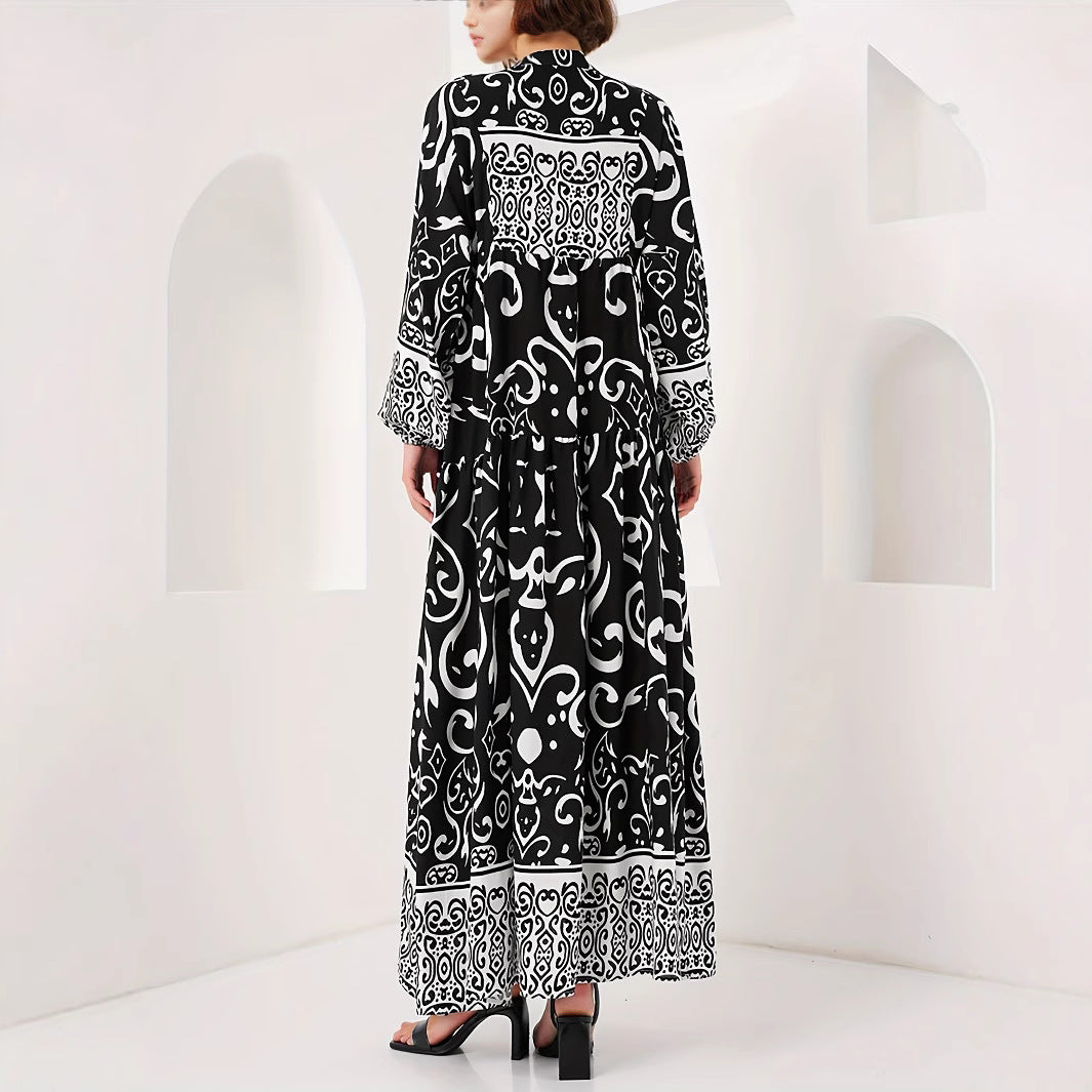 Damen Maxikleid mit kunstvollem Musterdruck Drune