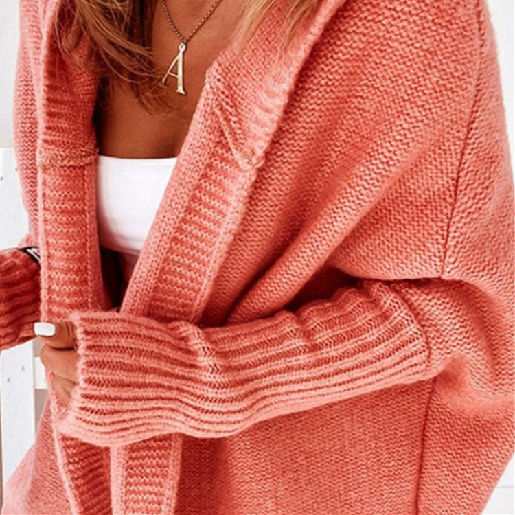 Damen Longline Kapuzen-Strickcardigan mit offener Front Drune