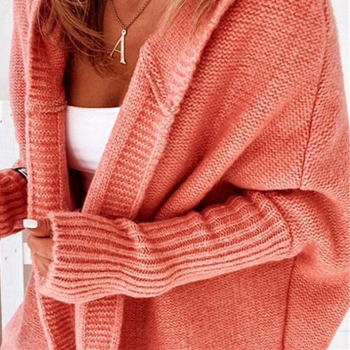 Damen Longline Kapuzen-Strickcardigan mit offener Front Drune