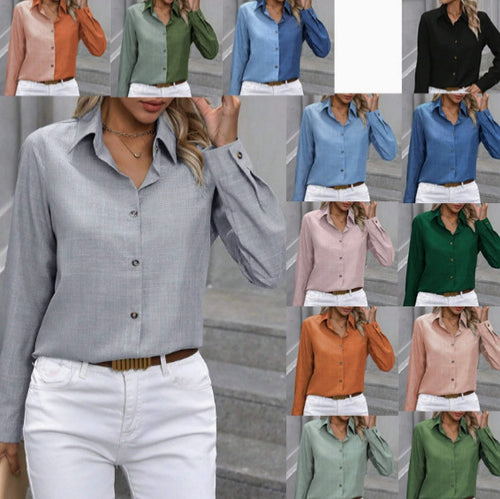 Damen Leichte Hemdbluse aus Leinenoptik mit klassischem Kragen und geradem Schnitt Drune