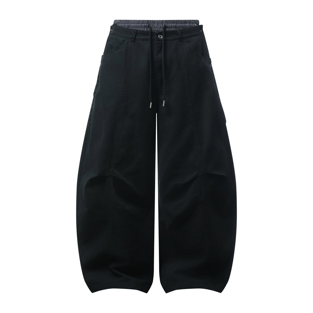 Damen Weite Culotte-Hose mit elastischem Tunnelzugbund und Cargo-Details Drune