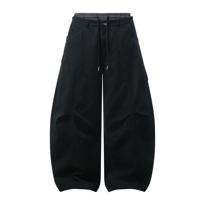 Damen Weite Culotte-Hose mit elastischem Tunnelzugbund und Cargo-Details Drune