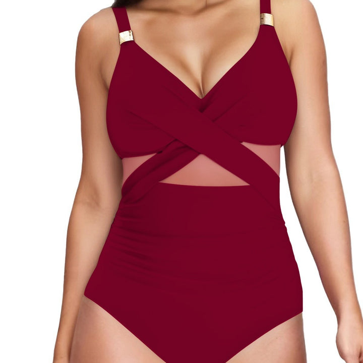 Damen Eleganter Einteiler mit transparenter Einsätzen Drune