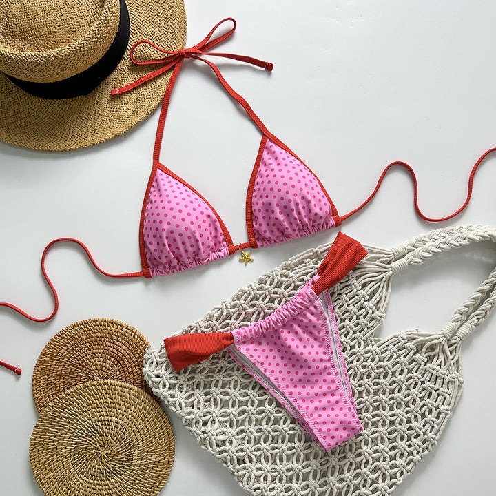 Damen Triangel-Bikini mit stilvollen Punktemuster Drune