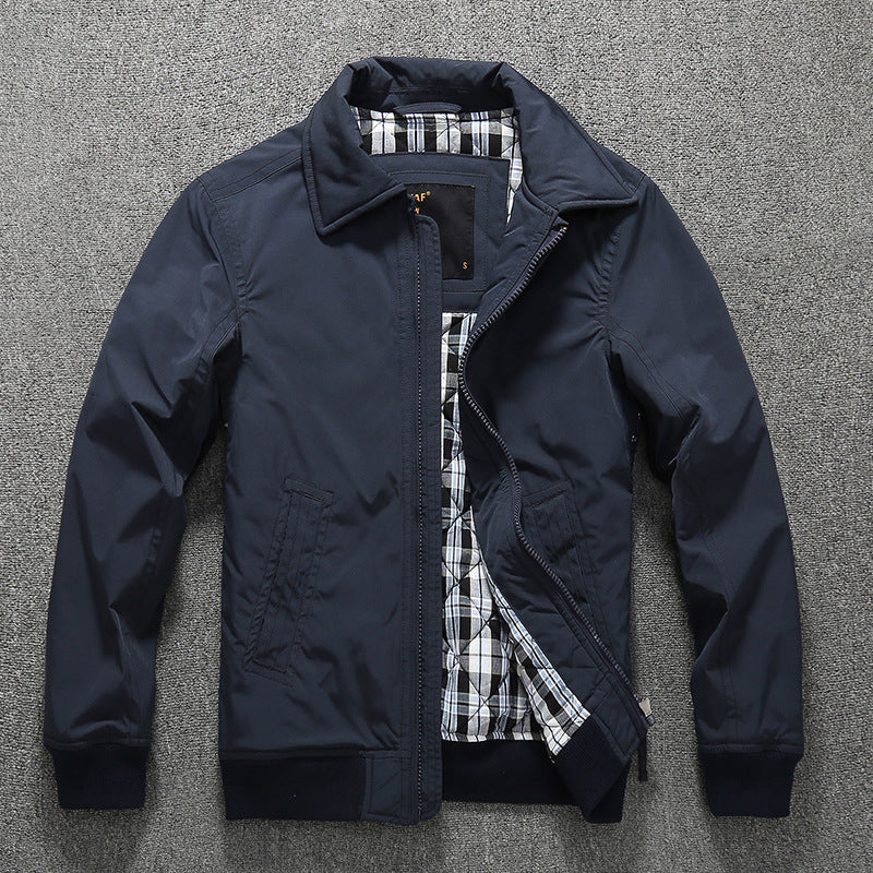Herren Übergangsjacke im Harrington-Stil mit gesteppter Innenfütterung und Rippbündchen Drune
