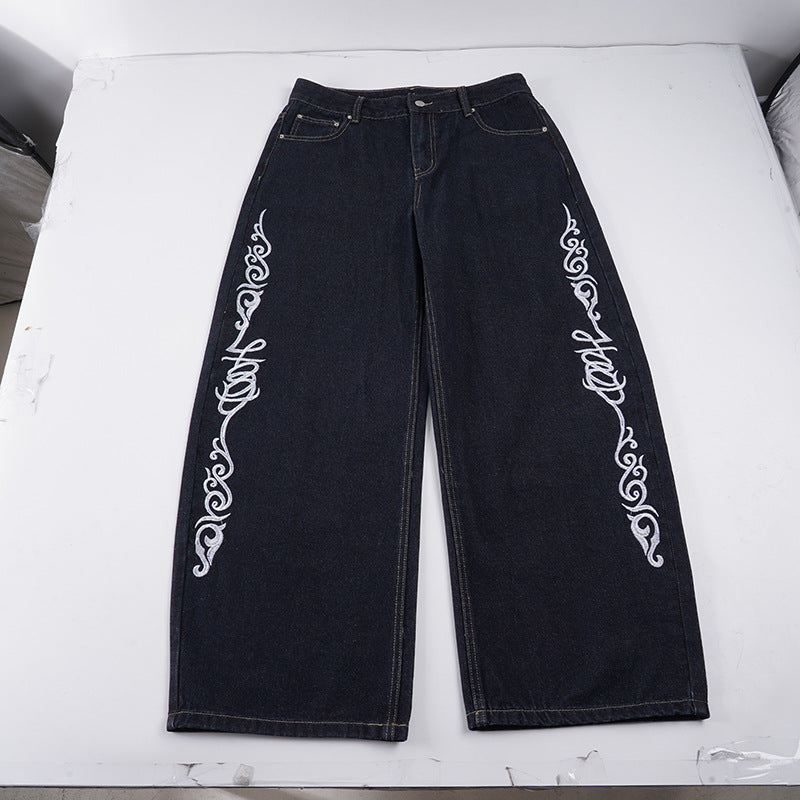 Damen Weiter Jeans mit eleganten Kunstwerken Drune