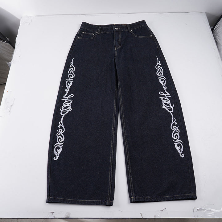 Damen Weiter Jeans mit eleganten Kunstwerken Drune