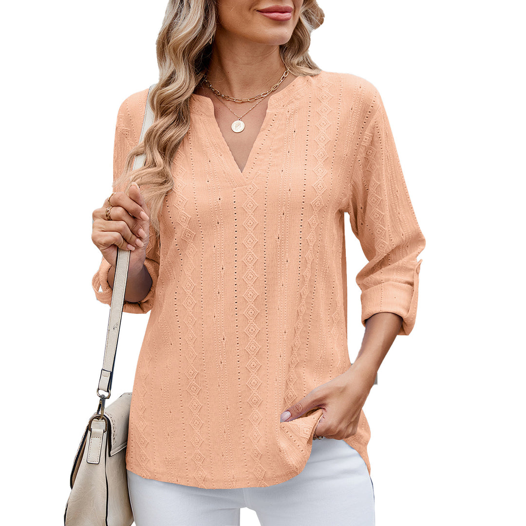 Damen Elegantes und luftiges Blusenshirt mit V-Ausschnitt Drune