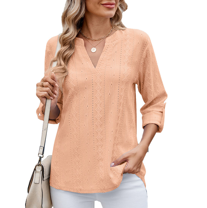 Damen Elegantes und luftiges Blusenshirt mit V-Ausschnitt Drune