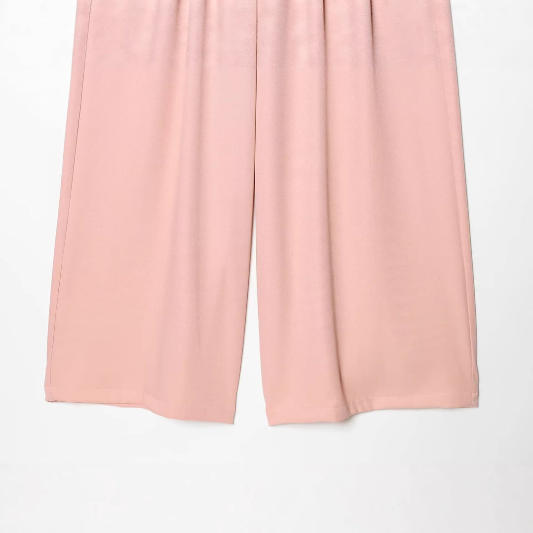 Damen Hochtaillierte Palazzo-Hose mit weitem Bein und Leistentaschen Drune