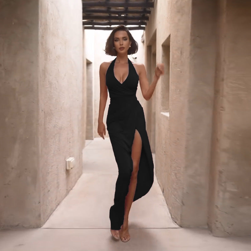 Damen Abendkleid mit verführerischem V-Ausschnitt und eleganter Drapierung Drune