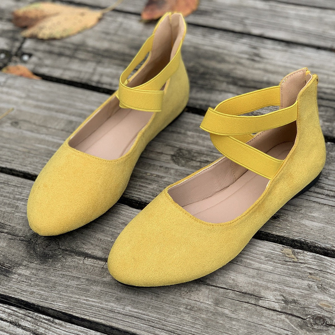 Damen Ballerinas mit elastischen Kreuzgurten Drune