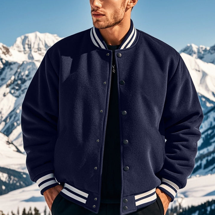 Herren nan stylische College-Varistyjacke mit geripptem Kragen, elastischen Bündchen und wärmender Thermowattierung Drune