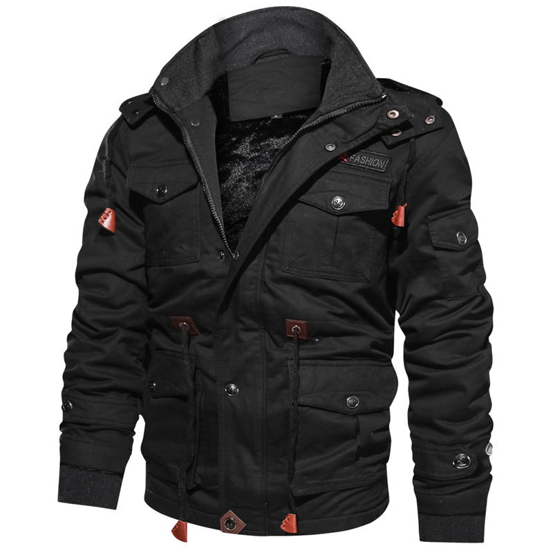 Herren urbaner Thermo-Canvasparka mit durchgehendem Plüschfutter und Utility‑Taschen Drune