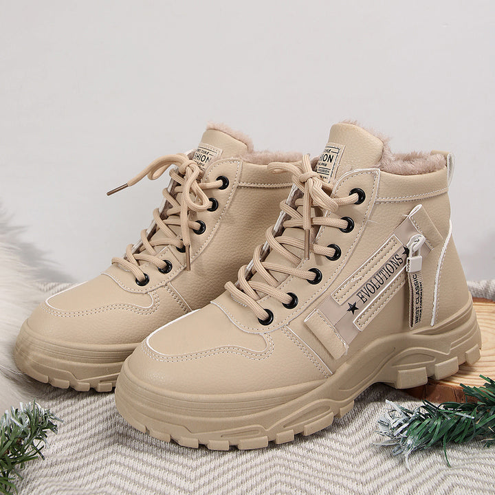 Damen  gefütterte High-Top Sneaker-Boots mit dicker Profilsohle und seitlichem Reißverschluss Drune