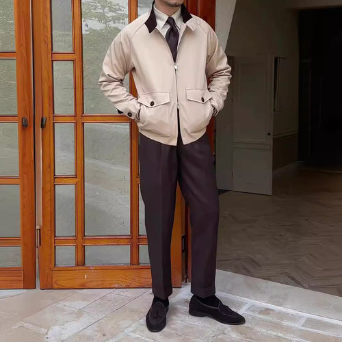 Herren Kurzblouson mit Cordkragen, Pattentaschen und Reißverschluss Drune