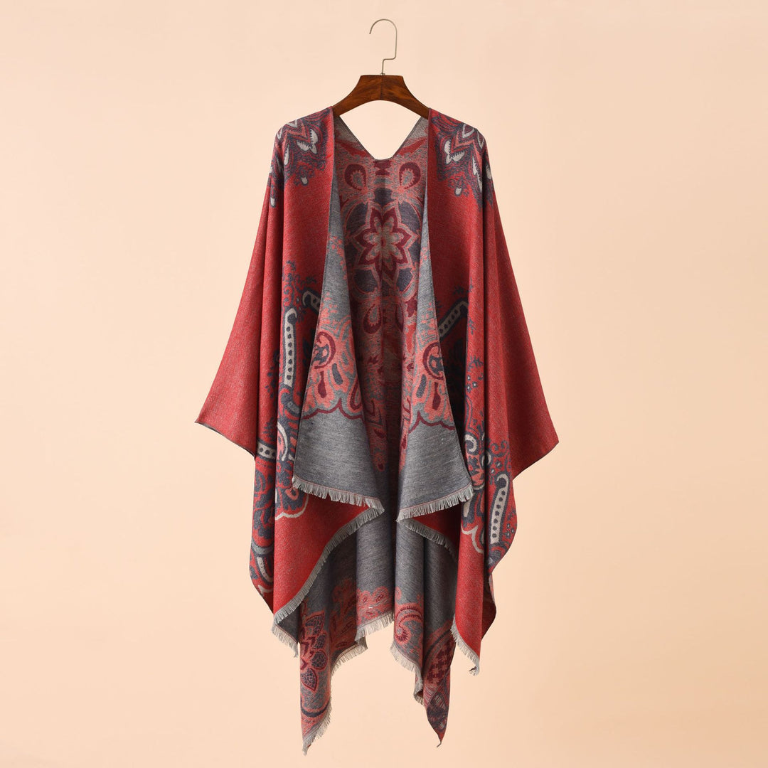 Damen Leichter Jacquard-Überwurf mit kaschmirähnlichem Griff und Fransensaum Drune