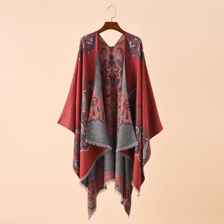 Damen Leichter Jacquard-Überwurf mit kaschmirähnlichem Griff und Fransensaum Drune