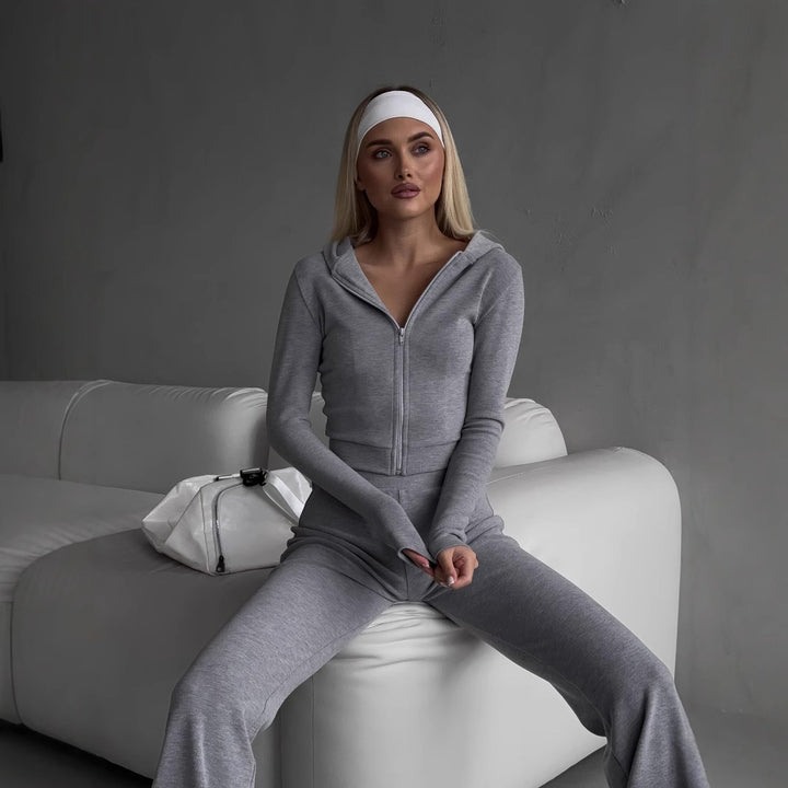 Damen Sportliches Zip-Set mit figurbetontem Schnitt Drune