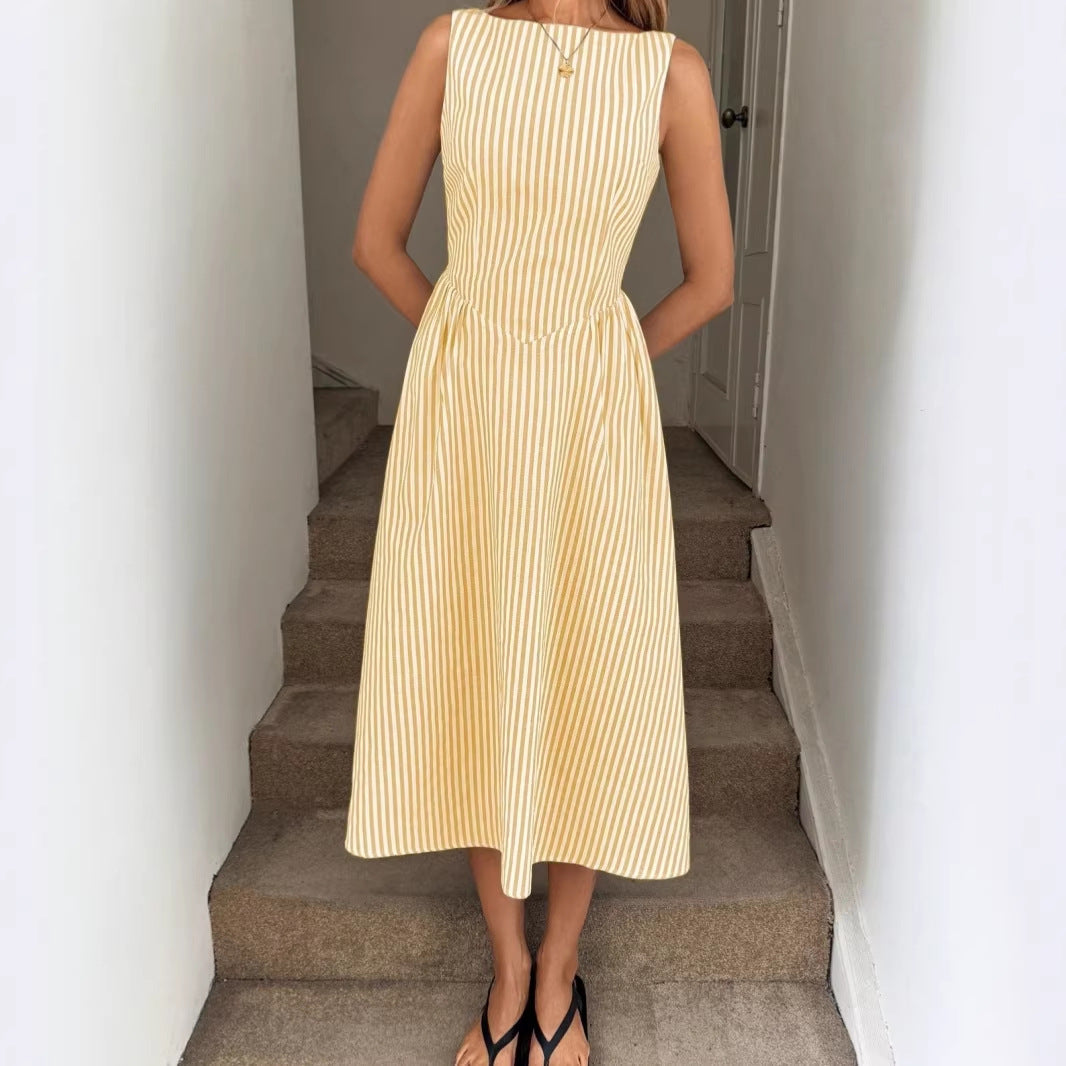 Damen Elegantes Midi-Kleid im Streifenlook Drune
