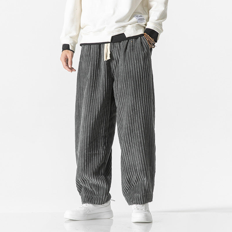 Herren Locker geschnittene Cordhose mit breiten Rippen und Kordelbund Drune