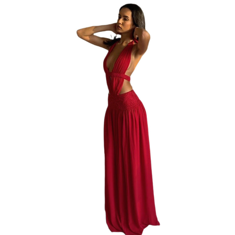 Damen Elegantes Abendkleid mit tiefem Ausschnitt und seitlichen Cut-Outs Drune