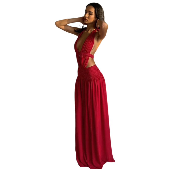 Damen Elegantes Abendkleid mit tiefem Ausschnitt und seitlichen Cut-Outs Drune