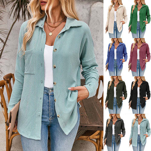 Damen lässige Strickjacke mit Knopfleiste Drune