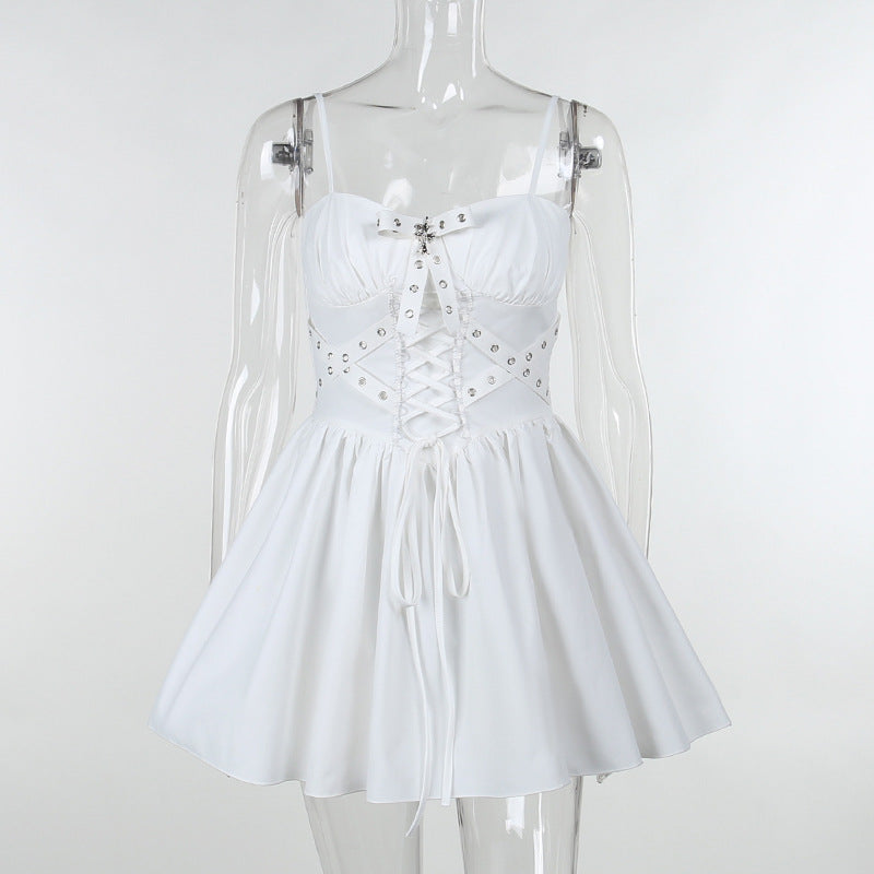 Damen figurbetonte Bluse mit Rüschendetails und Schnürung Drune
