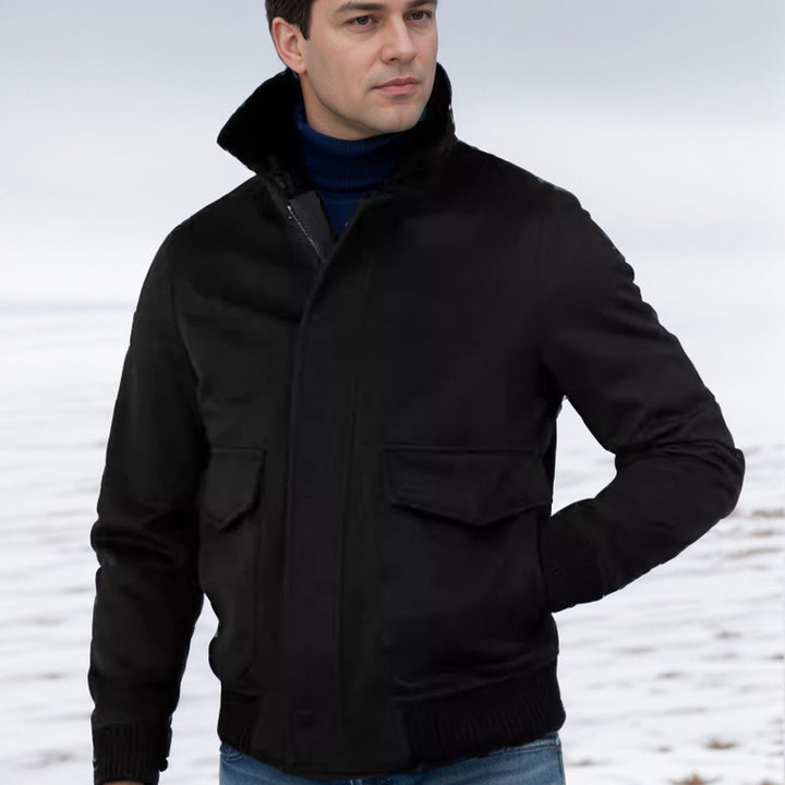 Herren modische Bomberjacke mit warmem Kragen Drune