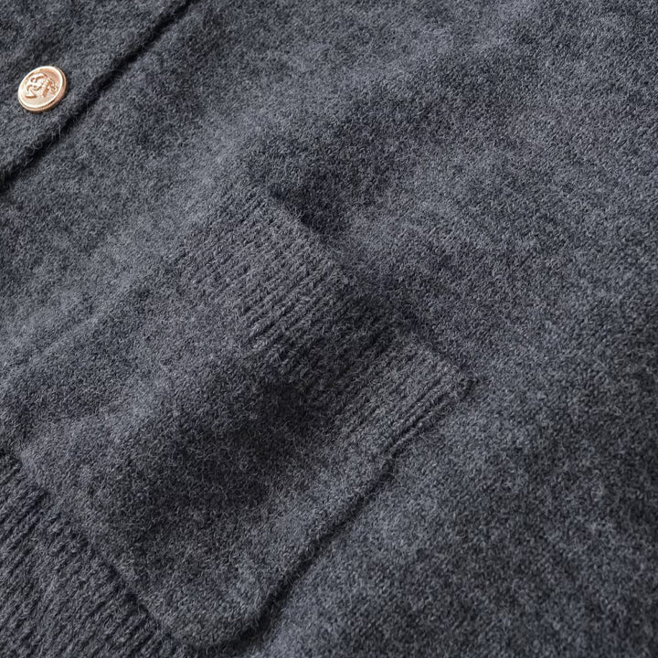Damen lässige Strickjacke mit tiefem V-Ausschnitt und großen Taschen Drune