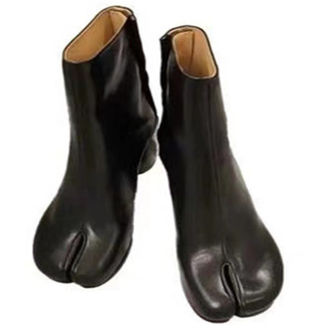 Damen Metallic-Ankelstiefel mit einzigartigem Split-Fuß-Design Drune