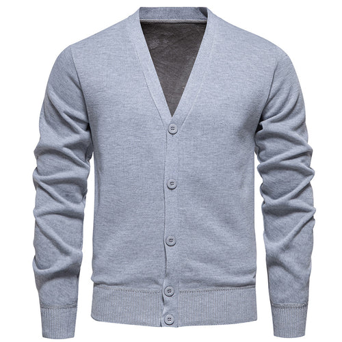 Herren nan leichte Feinstrick-Strickjacke mit V-Ausschnitt, verdeckter Knopfleiste und elastischem Rippbündchen Drune