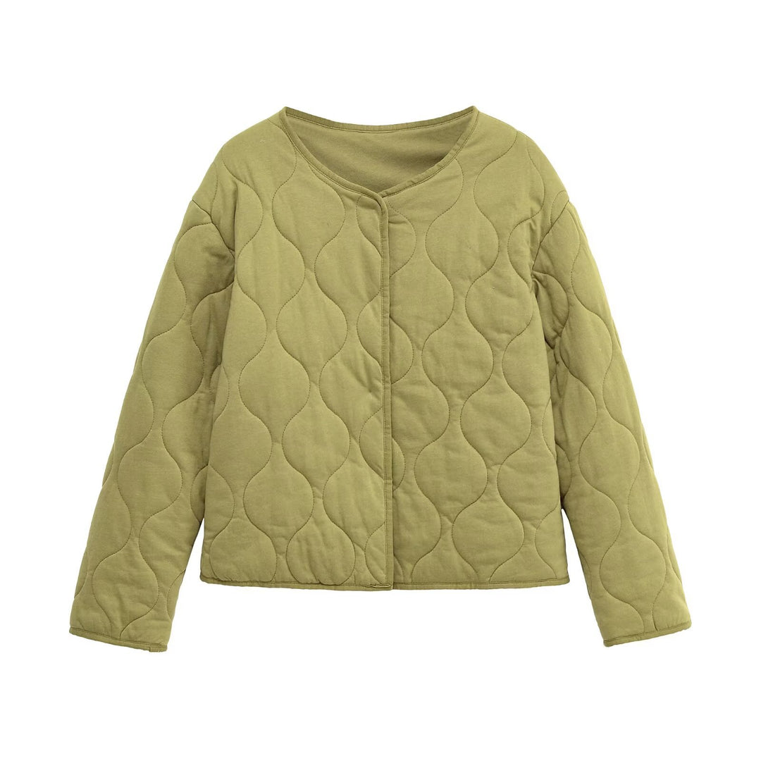 Damen Gesteppte Kurzjacke im Oversize‑Schnitt mit Rundhals und Wellensteppung Drune
