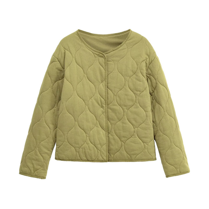 Damen Gesteppte Kurzjacke im Oversize‑Schnitt mit Rundhals und Wellensteppung Drune