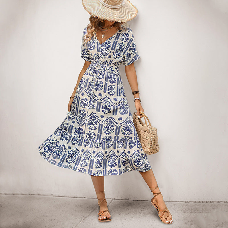Damen Maxikleid mit floralen Mustern und elegantem Schnitt Drune